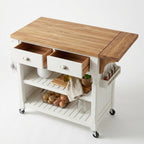 Kitchen Island Cart with Drop-Leaf and Storage