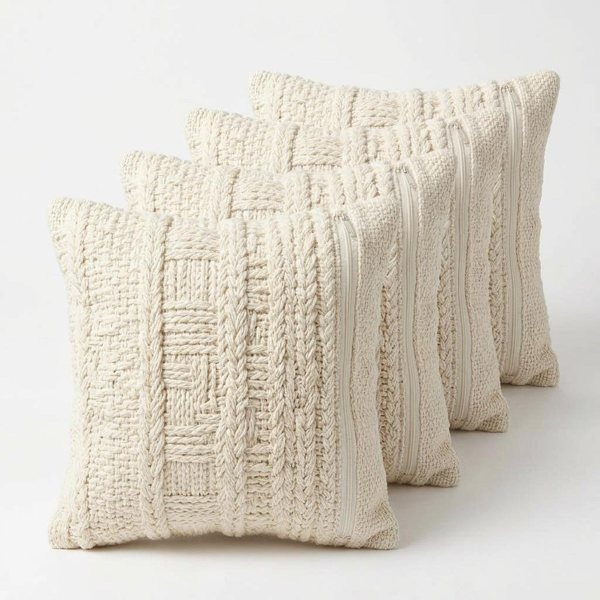 Woven Textured Throw Pillow Covers Set of 4