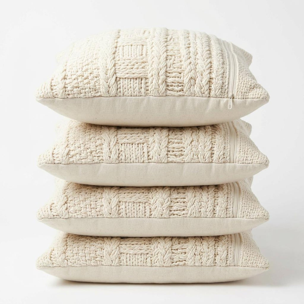 Woven Textured Throw Pillow Covers Set of 4