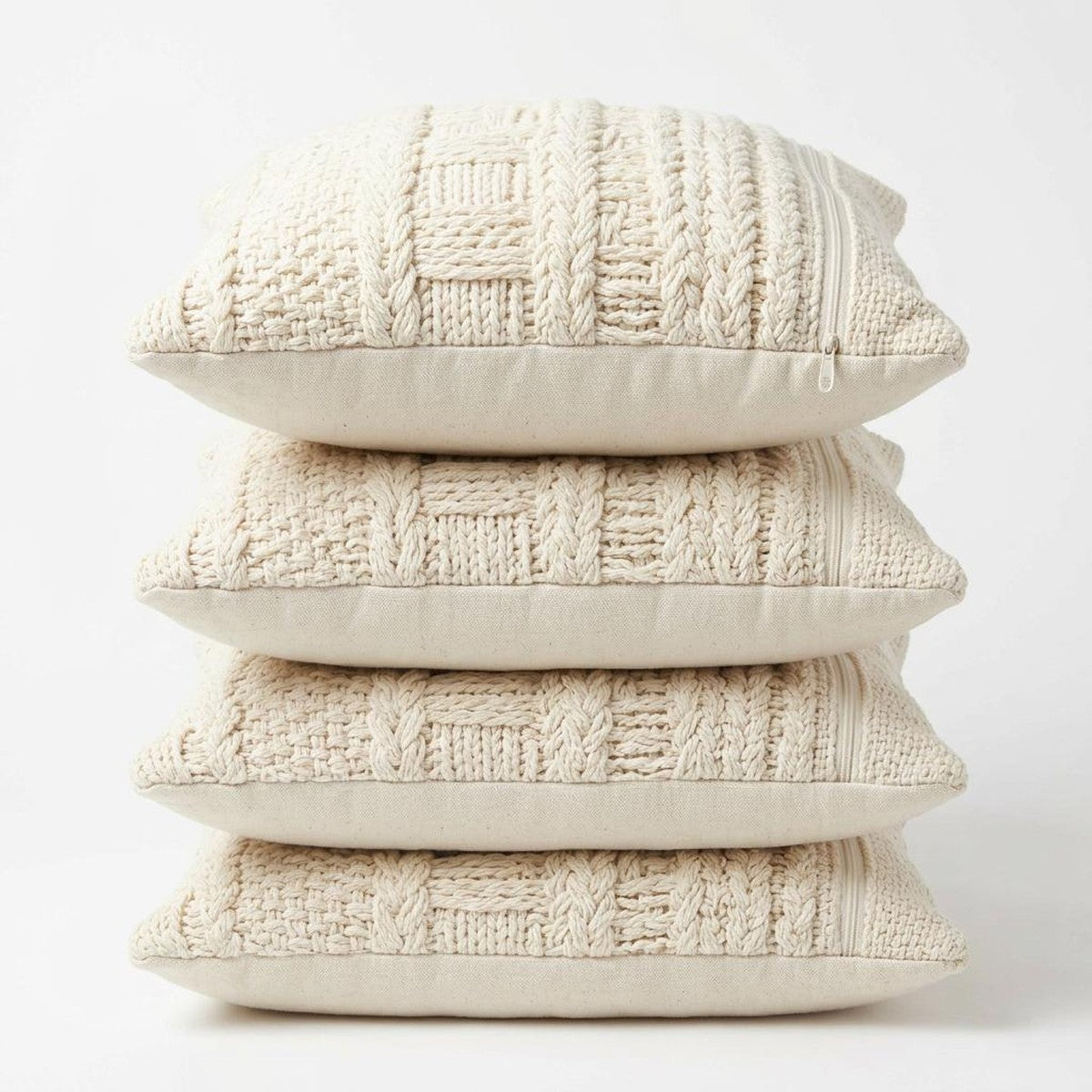 Woven Textured Throw Pillow Covers Set of 4